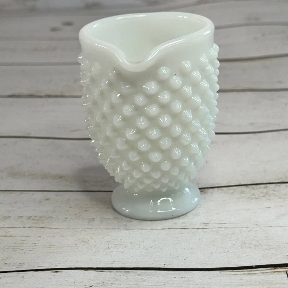 Vintage Fenton Milk Glass Hobnail Creamer & Sugar‎ Bowl Set White